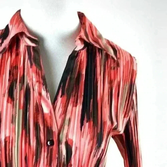 Apt 9 top M striped button down scrunched career - Picture 3 of 9